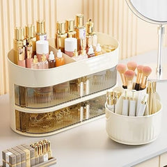 3Layer Cosmetic Organizer With Rotating Brush Holder