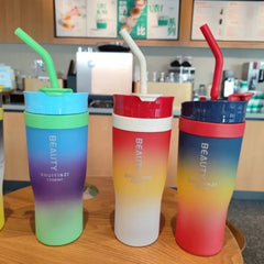 3pcs set Sports Water Bottle With Handle Straw