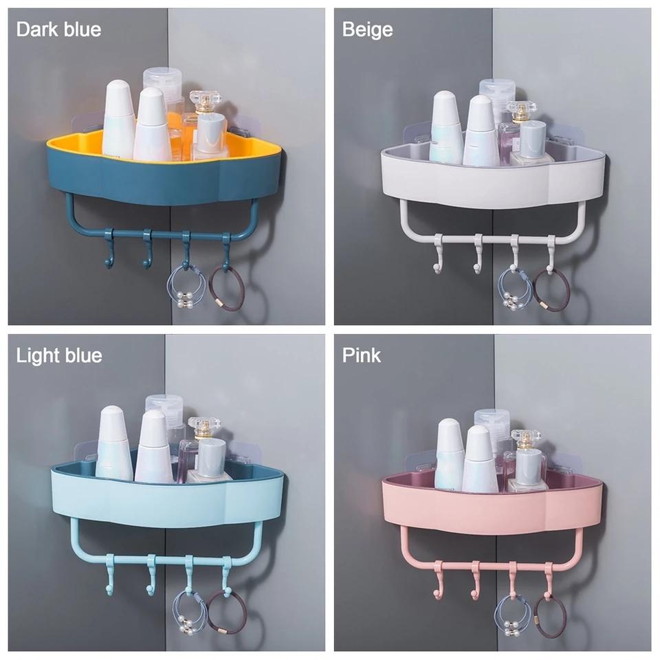 1pc PP Bathroom Storage Rack, Pink Punch-free Corner Storage Rack For  Bathroom