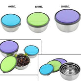 Stainless Steel 3 Pcs Food Storage Box Airtight