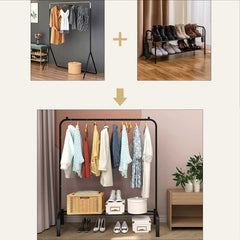 Metal Garment Rack Heavy Duty Indoor Bedroom Clothes Coat Stand Shoes Rack