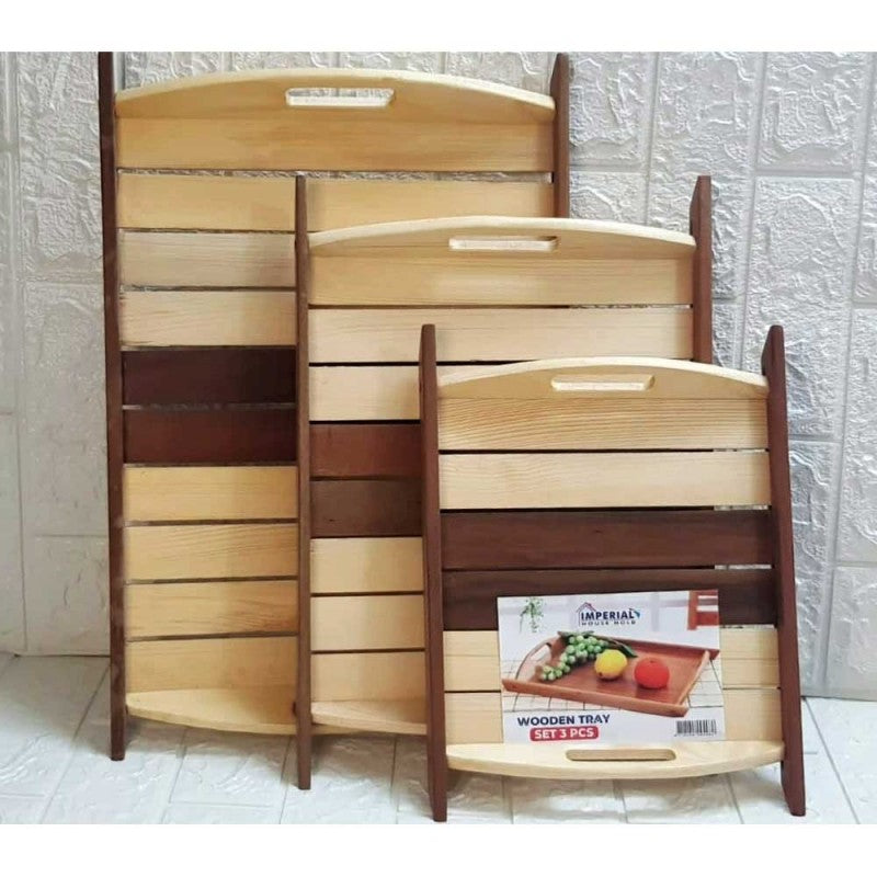 Wooden bamboo tray set 3 pc premium quality washable