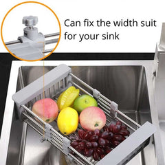 Stainless Steel Over The Sink Expandable Dish Drainer Rack