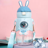 Cute Rabbit Water Bottle With Straw Sealed