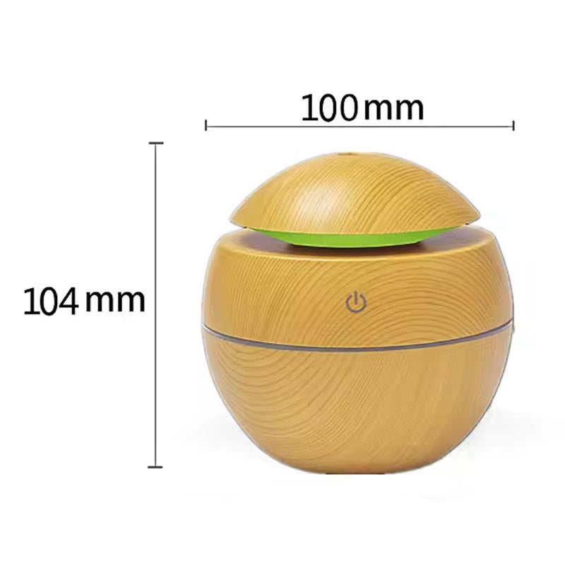 Wood Grain Round Humidifier With LED Light
