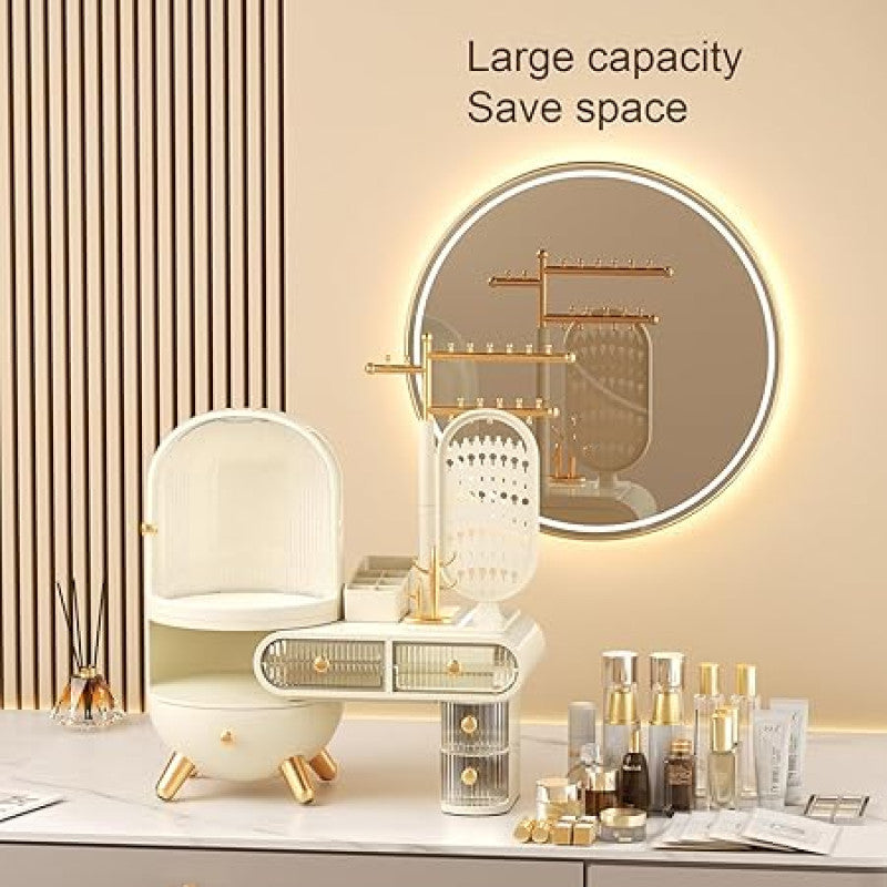 Makeup Storage Organizer Box with Jewelry Shelf