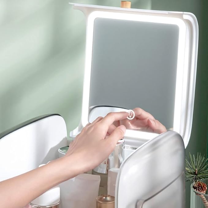 Large Makeup Cosmetic Organizer with LED Mirror