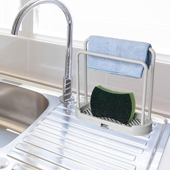 Kitchen Shelf Sink Dish Drain Rack Soap Sponge Holder Storage