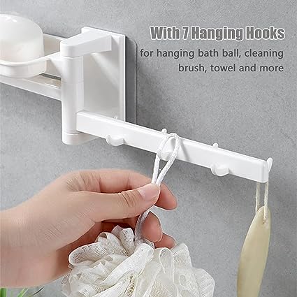 Creative Rotating Soap Dish Hook Storage Rack Wash Cloth Rag Hook