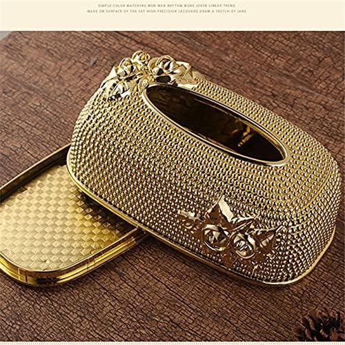 Flower Design Tissue Box Golden Plastic