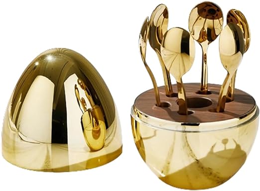 6 Pcs Luxury Gold Egg Shape Cutlery Holder
