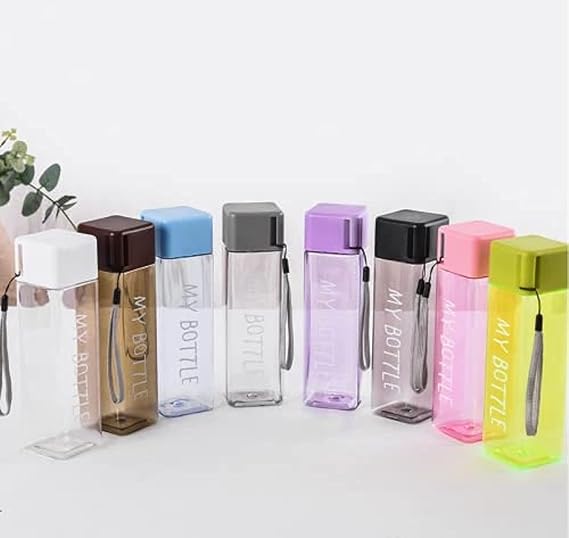 1Pc  350ml Transparent Square Plastic Matte Water Bottle