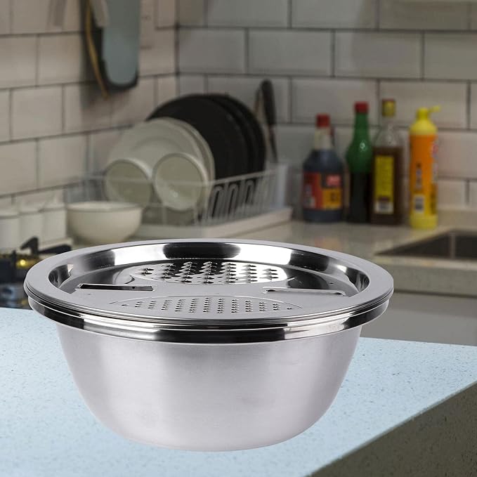 Stainless stainless steel kitchen set colander slicer grater 3pcs set