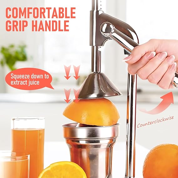 Techmanistan Heavy Duty Stainless Steel Manual Hand Press Orange Juicer Citrus Squeezer Machine