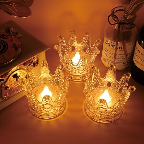 (pack of 3) Stylish Crown Shaped Candle Light