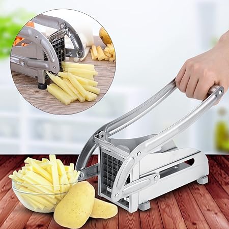 French Fry Cutter with 2 Blades Stainless Steel Potato Slicer