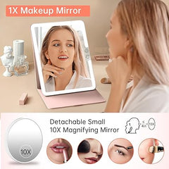 FUNTOUCH 2500mAh Large Rechargeable Travel Makeup Mirror with Lights