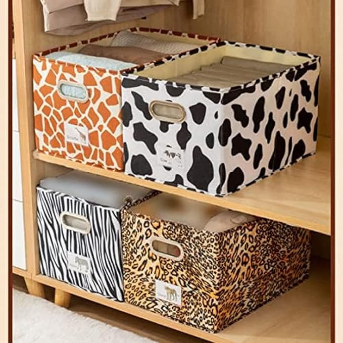 Multipurpose Animal Print  Storage Box with Drawer-Style Design