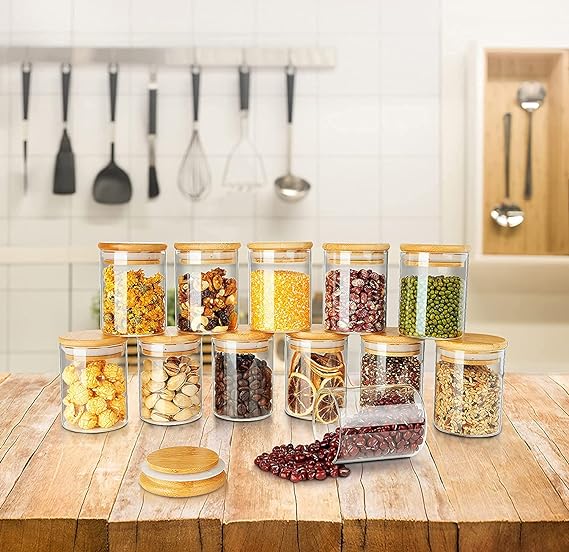 Acrylic Storage Jar With Bamboo Lid -320ML