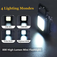 1 pc 4 Light Modes Portable Pocket Light With Folding Bracket Bottle Opener And Magnet Base