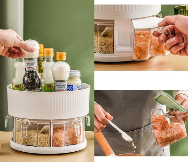 360° Rotating Spice Rack With Storage Tray