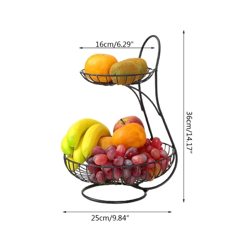 2 Layers Bread Fruit Bowl Dish Storage Basket Dining Table