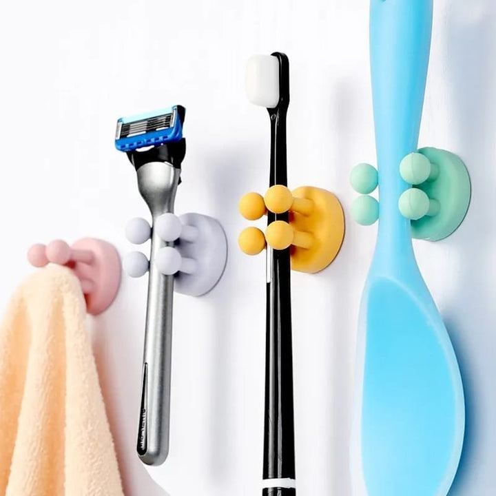 3 pcs Universal Kitchen Creative Wall Plug Bracket Bathroom Storage Toothbrush Hook