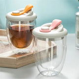 Double Wall Glass Mug With Lid 450ml