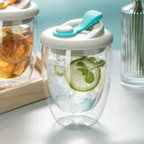 Double Wall Glass Mug With Lid 450ml