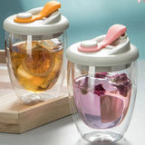 Double Wall Glass Mug With Lid 450ml