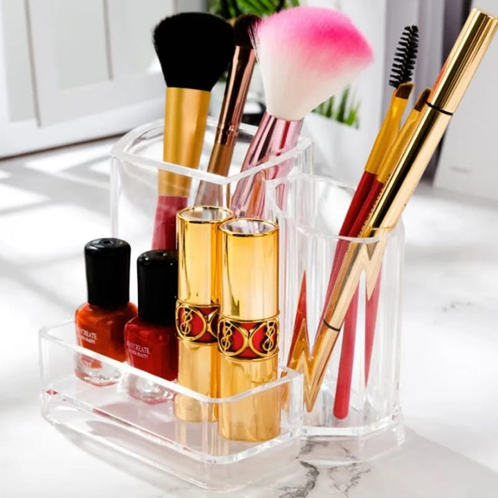 Transparent Makeup Brush , Lipstick Nail Polish Display Holder Organizer