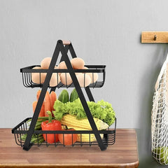 2-Tier Countertop Fruit Basket Storage, Vegetable Rack for Kitchen, Black