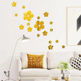 18 Pcs Flower Art 3D Mirror Wall Stickers