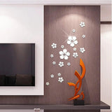 18 Pcs Flower Art 3D Mirror Wall Stickers