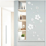 18 Pcs Flower Art 3D Mirror Wall Stickers