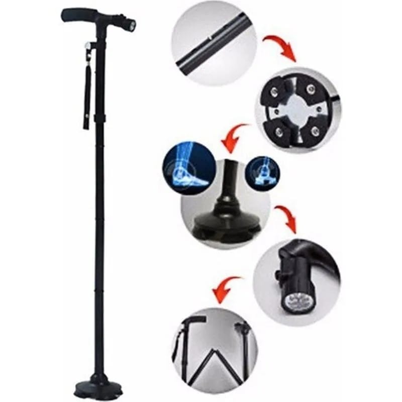 Magic Foldable Trusty Cane with Light (Black)