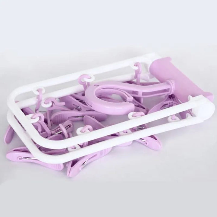 Portable Clothes Hanger Drying Rack With 12 Clips