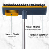 2 In 1 Floor Scrub Brush With Long Handle and Comb