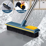 2 In 1 Floor Scrub Brush With Long Handle and Comb