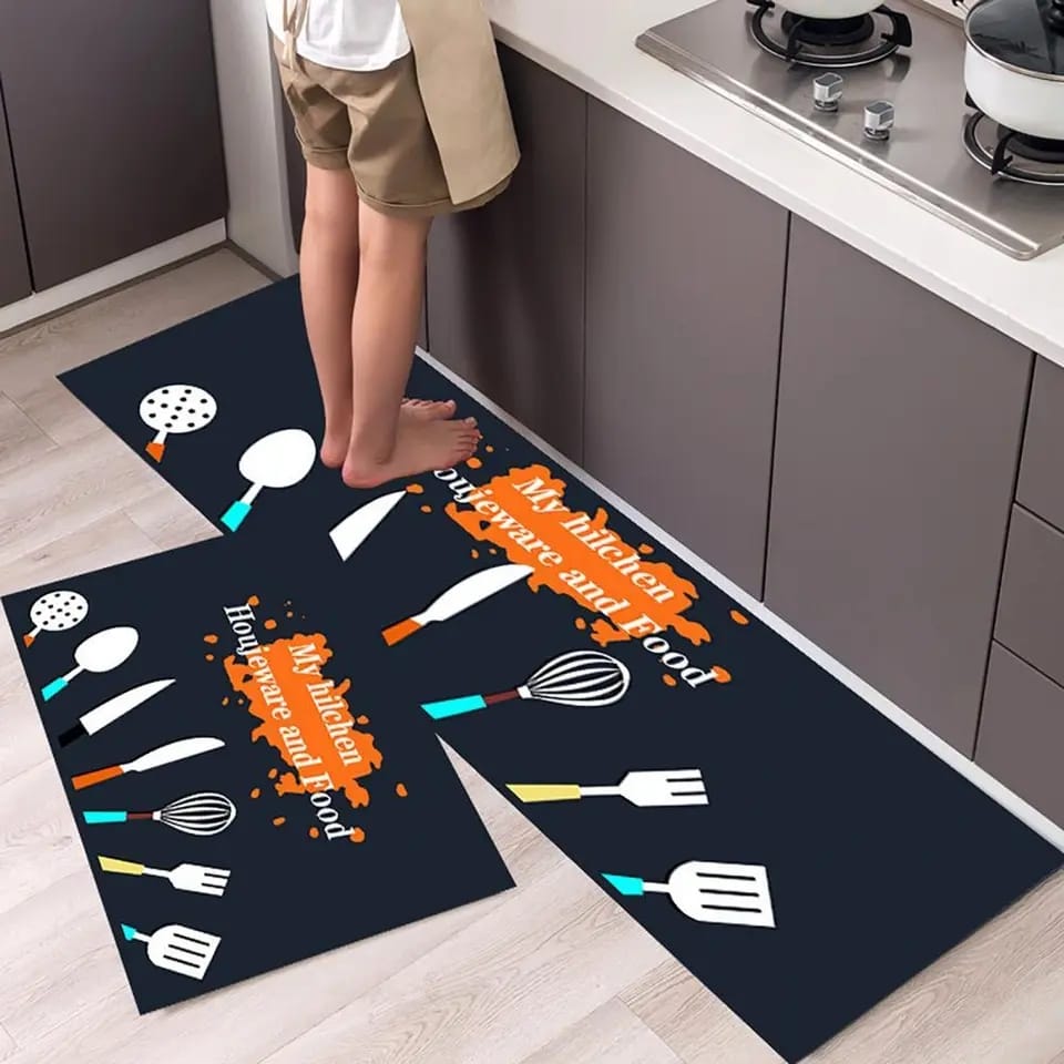 2Pcs Set Kitchen Floor Mat Non Slip-F