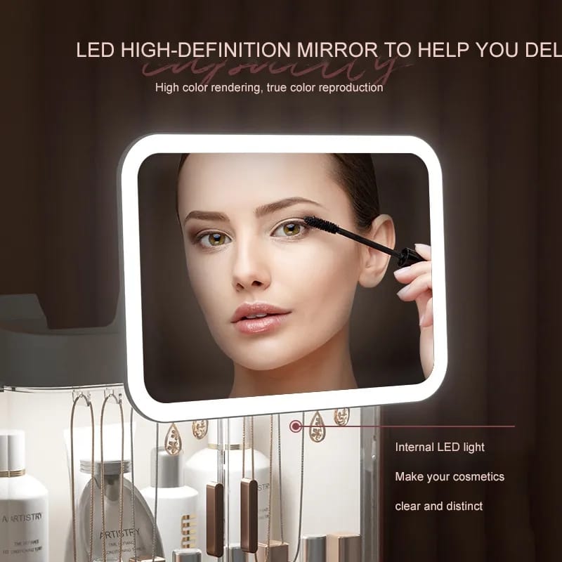 Cosmetic Storage Makeup Box With Mirror Led Light