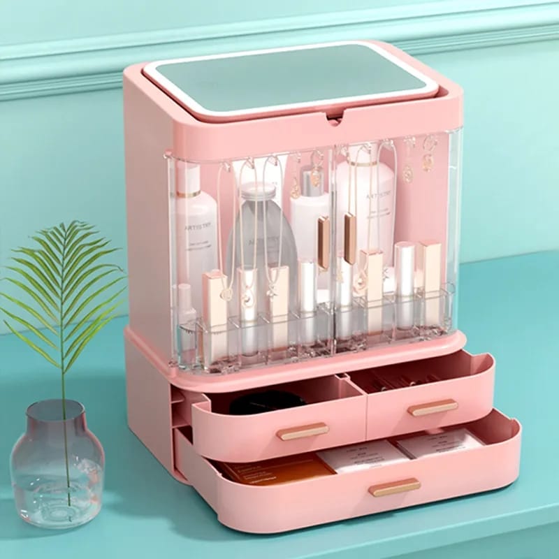 Cosmetic Storage Makeup Box With Mirror Led Light