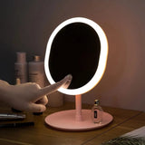 Portable Rotating Desk Mirror, Adjustable HD Light Makeup Mirror