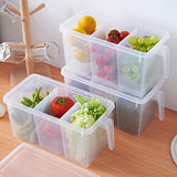 Refrigerator Kitchen Food Storage Organizer Boxes with Lids & 3 Removable Bins