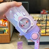 Cartoon Animal Plastic Drinking Bottle Leakproof for Girl School Sport