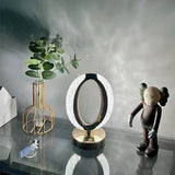 Crystal Oval Table Lamp, Touch Control Bedside Lamp with 3 Levels Brightness