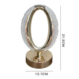 Crystal Oval Table Lamp, Touch Control Bedside Lamp with 3 Levels Brightness