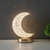 Crystal Moon Table Lamp, Touch Control Bedside Lamp with 3 Levels Brightness