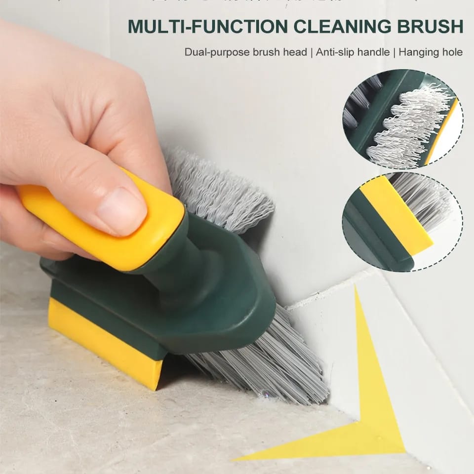 4 in1 Scrubber Brush Bathroom Kitchen Floor Scrubbing Brush with V-Shape  Stiff Bristles for Window