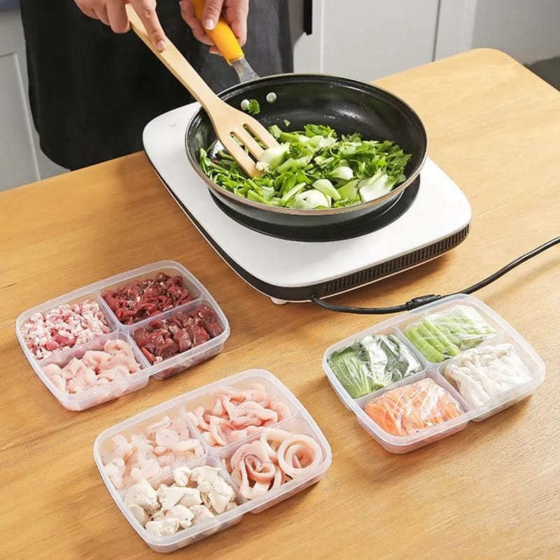 Refrigerator frozen meat four-compartment food freezer box